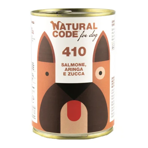 NATURAL CODE CANE 410 SALMONE ARINGA ZUCCA 400GR (lattina)