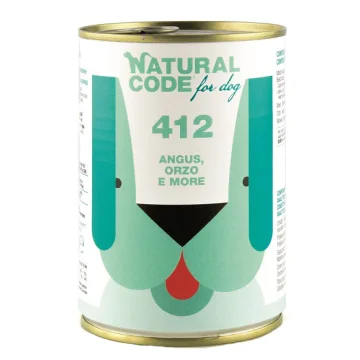 NATURAL CODE CANE 412 ANGUS FARRO MORE 400GR (lattina)