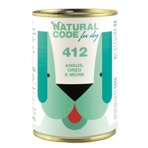 NATURAL CODE CANE 412 ANGUS FARRO MORE 400GR (lattina)