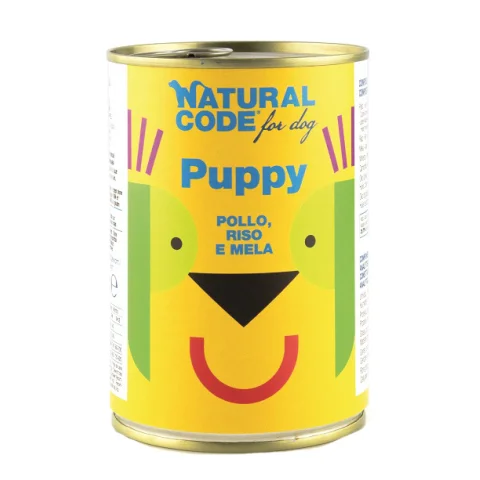 NATURAL CODE CANE PUPPY 01 POLLO RISO MELA 400GR (lattina)