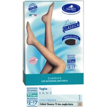 Sauber Collant 70 Denari Linea Classica Maglia Liscia Camel Taglia 2