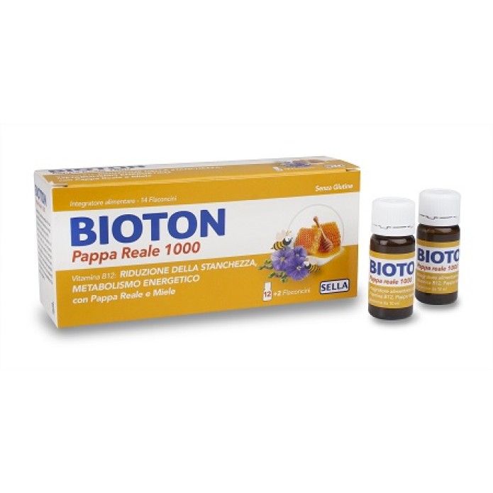 Bioton Pappa Reale 1000 14 Flaconcini - Integratore alimentare per la riduzione della stanchezza e per il mantenimento di un corretto metabolismo energetico 