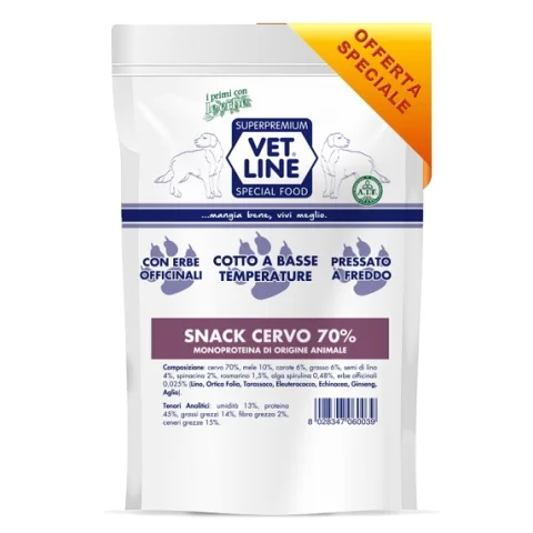 OLISTIKA VET LINE CANE SNACK MONOPROTEICO CERVO 70% 80GR