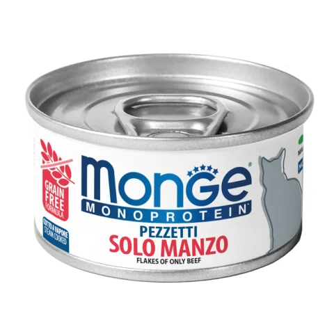 MONGE GATTO MONOPROTEICO SOLO MANZO 80GR (lattina) MONGE GATTO MONOPROTEICO SOLO MANZO 80GR (lattina)