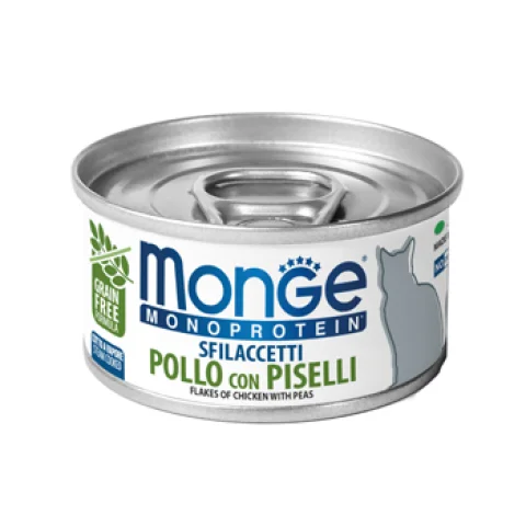 MONGE GATTO MONOPROTEICO POLLO PISELLI 80GR (lattina) MONGE GATTO MONOPROTEICO POLLO PISELLI 80GR (lattina)