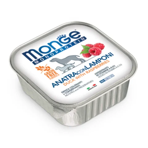 MONGE CANE FRUIT MONOPROTEICO ANATRA LAMPONE 150GR (vaschetta)