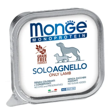 MONGE CANE MONOPROTEICO SOLO AGNELLO 150GR (vaschetta)