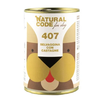 NATURAL CODE CANE 407 SELVAGGINA CASTAGNE 400GR (lattina)