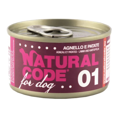 NATURAL CODE CANE 01 AGNELLO PATATE 90GR (lattina)