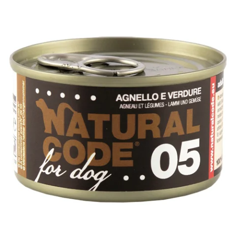 NATURAL CODE CANE 05 AGNELLO VERDURE 90GR (lattina)
