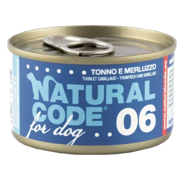 NATURAL CODE CANE 06 TONNO MERLUZZO 90GR (lattina)
