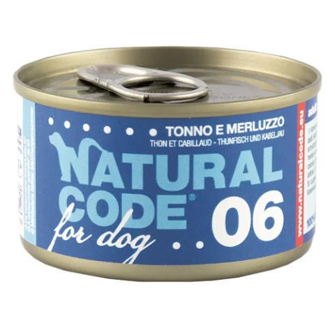 NATURAL CODE CANE 06 TONNO MERLUZZO 90GR (lattina)