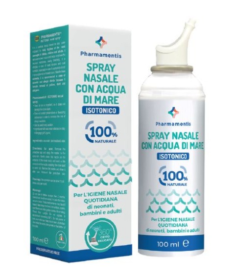 Pharmamentis Isotonico Spray Nasale con Acqua di Mare per l'igiene quotidiana di neonati bambini e adulti 100 ml