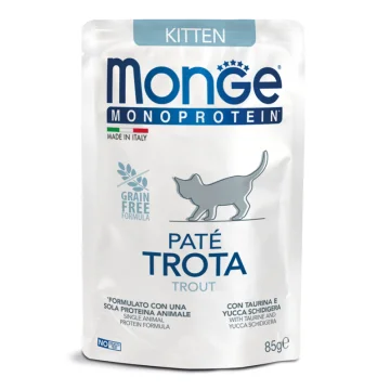MONGE GATTO MONOPROTEICO KITTEN PATE' TROTA 85GR (bustina)