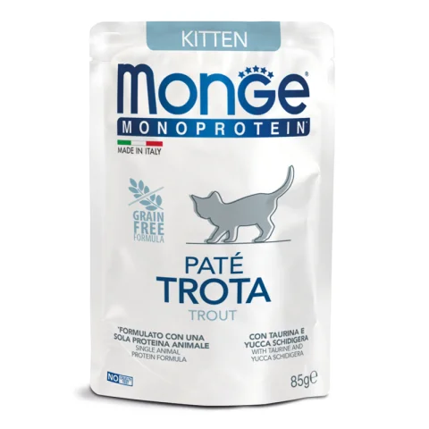 MONGE GATTO MONOPROTEICO KITTEN PATE' TROTA 85GR (bustina) MONGE GATTO MONOPROTEICO KITTEN PATE' TROTA 85GR (bustina)