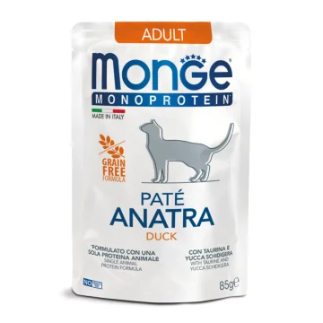 MONGE GATTO MONOPROTEICO ADULT PATE' ANATRA 85GR (bustina)