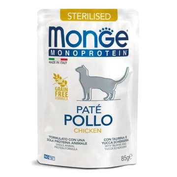 MONGE GATTO MONOPROTEICO STERILISED PATE' POLLO 85GR (bustina)