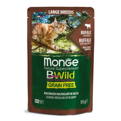 MONGE GATTO BWILD GRAIN FREE LARGE BREEDS BUFALO 85GR (bustina)