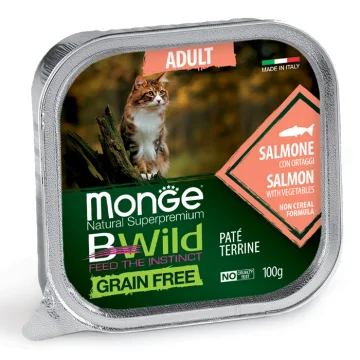 MONGE GATTO BWILD GRAIN FREE ADULT SALMONE 100GR (vaschetta)