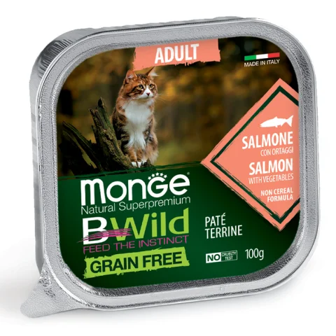 MONGE GATTO BWILD GRAIN FREE ADULT SALMONE 100GR (vaschetta)
