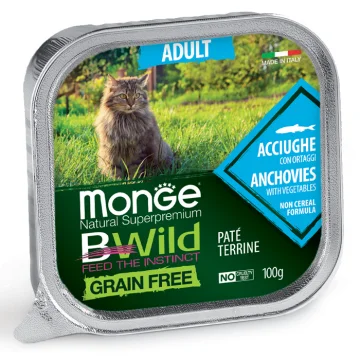 MONGE GATTO BWILD GRAIN FREE ADULT ACCIUGHE 100GR (vaschetta)