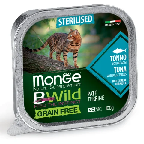 MONGE GATTO BWILD GRAIN FREE STERILISED TONNO 100GR (vaschetta)