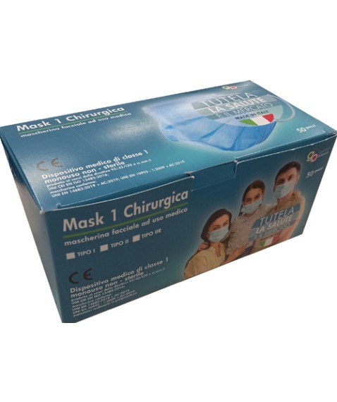 MASCHERINA CHIR I AZZURRA 50PZ