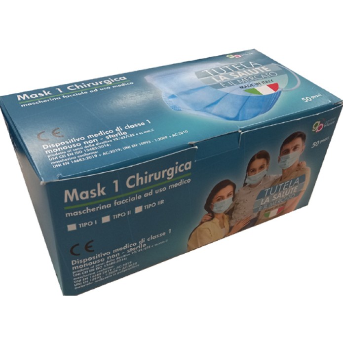 MASCHERINA CHIR I AZZURRA 50PZ