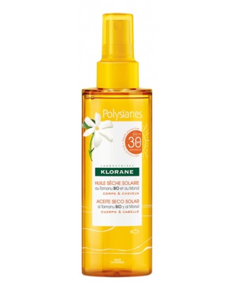 Klorane Olio Secco Solare SPF 30 200 ml - Olio nutriente per corpo e capelli