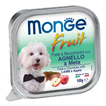 MONGE CANE FRUIT PATE' BOCCONCINI AGNELLO MELA 100GR (vaschetta)
