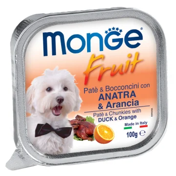 MONGE CANE FRUIT PATE' BOCCONCINI ANATRA ARANCIA 100GR (vaschetta)