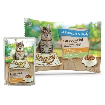 STUZZY GATTO BOCCONCINI POLLO/VITELLO 4x85GR (bustina) MULTIPACK