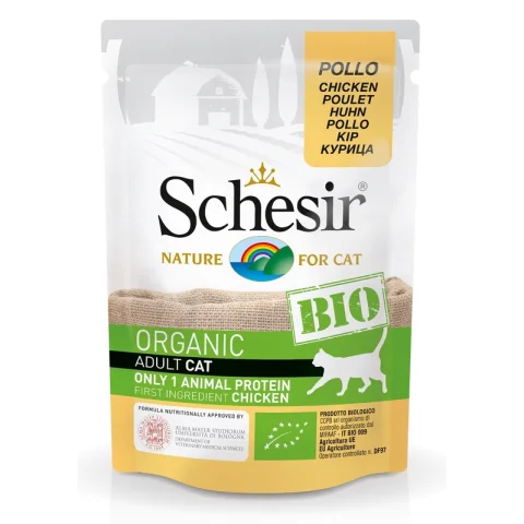 SCHESIR BIO GATTO ADULT POLLO 85GR (bustina)