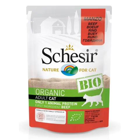 SCHESIR BIO GATTO ADULT MANZO 85GR (bustina) SCHESIR BIO GATTO ADULT MANZO 85GR (bustina)