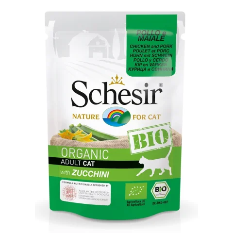 SCHESIR BIO GATTO ADULT POLLO MAIALE ZUCCHINI 85GR (bustina)