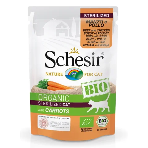SCHESIR BIO GATTO STERILIZED MANZO POLLO CAROTE 85GR (bustina)