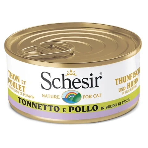 SCHESIR GATTO BROOD DI COTTURA TONNETTO POLLO 70GR (lattina) SCHESIR GATTO BROOD DI COTTURA TONNETTO POLLO 70GR (lattina)