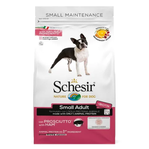 SCHESIR CANE MANTENIMENTO SMALL ADULT PROSCIUTTO 800GR
