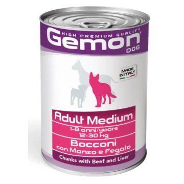 GEMON CANE BOCCONI MEDIUM ADULT MANZO FEGATO 415GR (lattina)