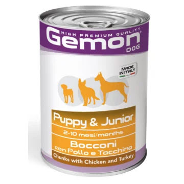 GEMON CANE BOCCONI PUPPY/JUNIOR POLLO TACCHINO 415GR (lattina)