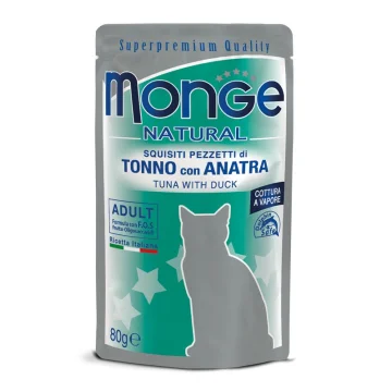 MONGE GATTO NATURAL ADULT TONNO ANATRA 80GR (bustina)