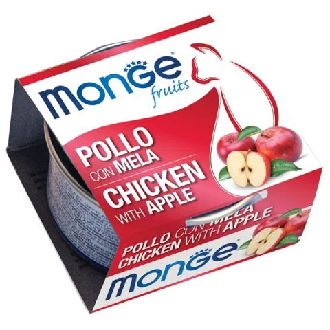MONGE GATTO FRUIT POLLO MELA 80GR (lattina) MONGE GATTO FRUIT POLLO MELA 80GR (lattina)