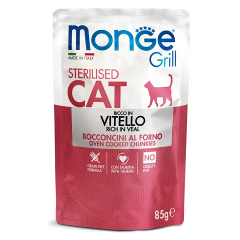 MONGE GATTO GRILL STERILISED VITELLO 85GR (bustina)