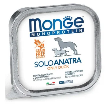 MONGE CANE MONOPROTEICO SOLO ANATRA 150GR (vaschetta)