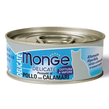 MONGE GATTO DELICATE POLLO CALAMARI 80GR (lattina)