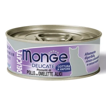 MONGE GATTO DELICATE POLLO OMELETTE ACCIUGHE 80GR (lattina)