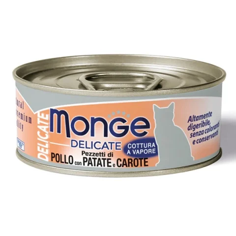 MONGE GATTO DELICATE POLLO PATATE CAROTE 80GR (lattina)