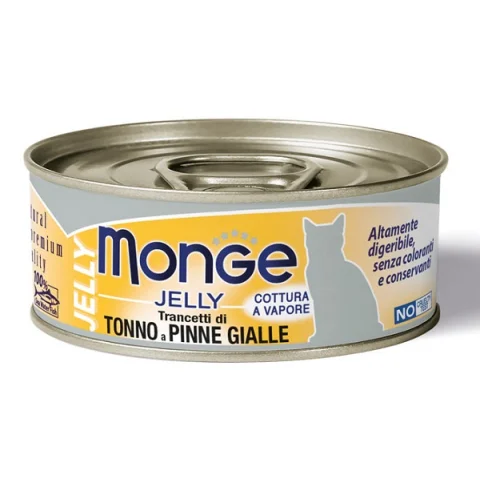 MONGE GATTO JELLY TONNO PINNE GIALLE 80GR (lattina) MONGE GATTO JELLY TONNO PINNE GIALLE 80GR (lattina)