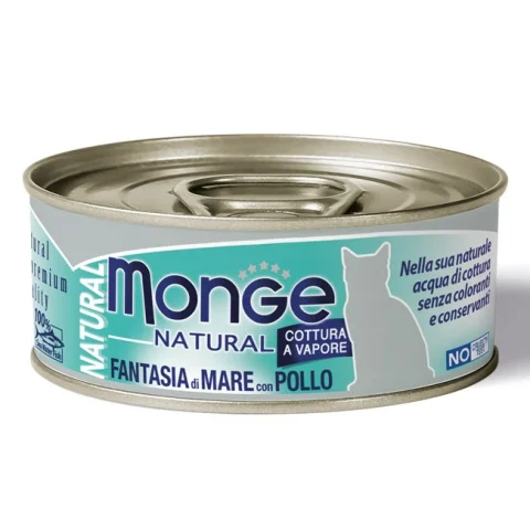MONGE GATTO NATURAL FANTASIA DI MARE E POLLO 80GR (lattina)