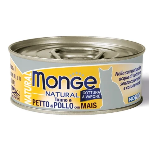 MONGE GATTO NATURAL PETTO POLLO MAIS 80GR (lattina)